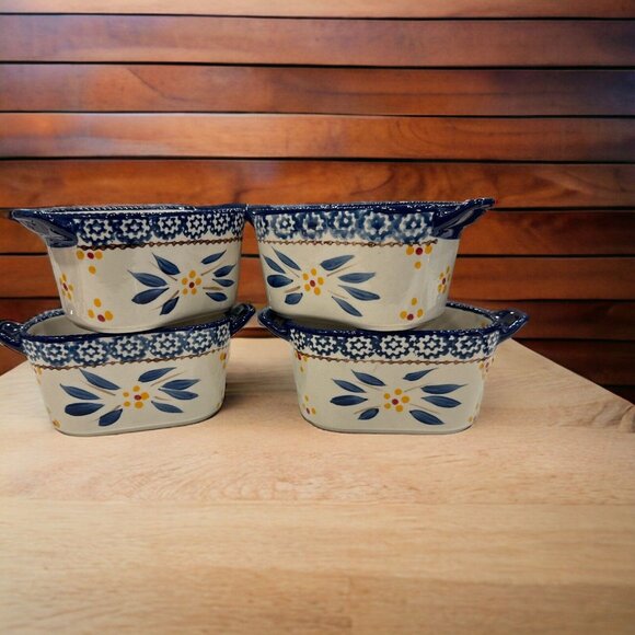 Temptations by Tara Old World Blue SET of 4 Ramekin Small Mini Dip - Picture 1 of 10